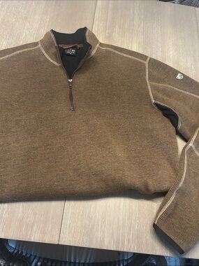 Kuhl Men's Brown Half-Zip Pullover Sweater lined w fleece